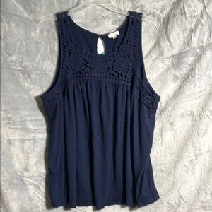 NWT Navy Blue Sleeveless Crochet Top plus size 2x summer vacation lightweight